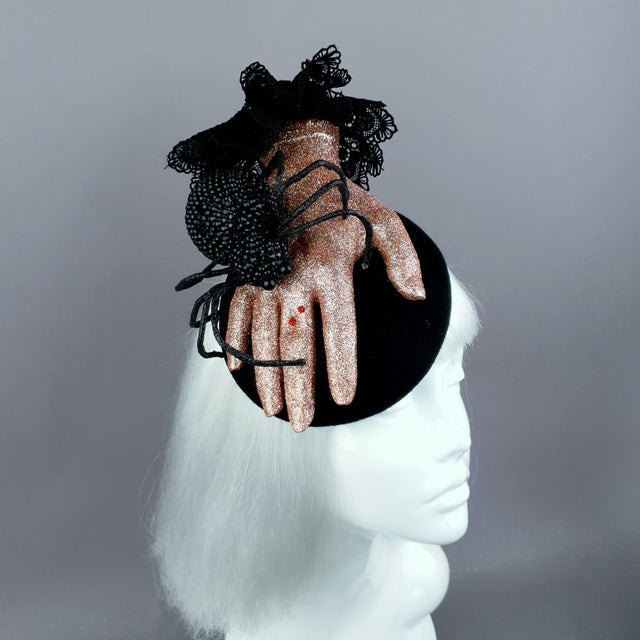 "Dearly Departed" Crystal Spider & Hand Halloween Hat