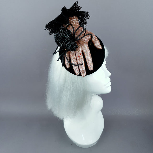 "Dearly Departed" Crystal Spider & Hand Halloween Hat