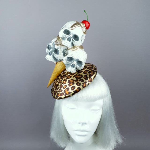 "Sweet as Hell" Skull Ice-cream, Cherry & Leopard Print Hat