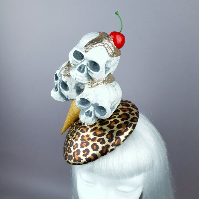 "Sweet as Hell" Skull Ice-cream, Cherry & Leopard Print Hat