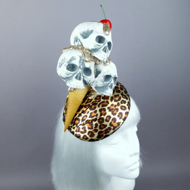 "Sweet as Hell" Skull Ice-cream, Cherry & Leopard Print Hat