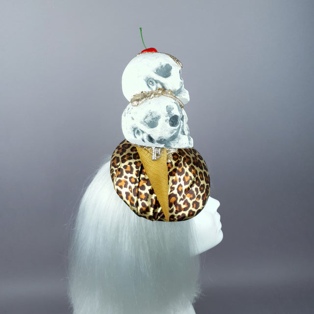 "Sweet as Hell" Skull Ice-cream, Cherry & Leopard Print Hat