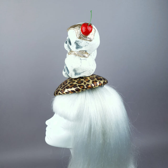 "Sweet as Hell" Skull Ice-cream, Cherry & Leopard Print Hat