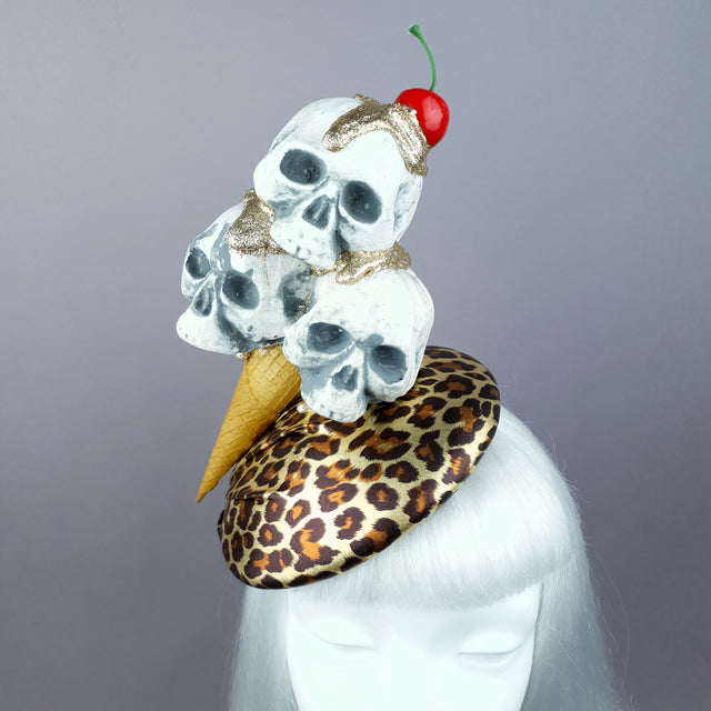 "Sweet as Hell" Skull Ice-cream, Cherry & Leopard Print Hat