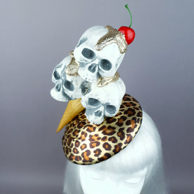 "Sweet as Hell" Skull Ice-cream, Cherry & Leopard Print Hat