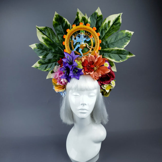 Extra Large Flower Headdress with Nataraja