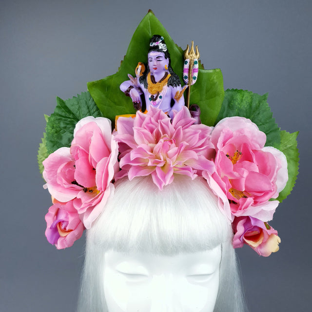 Pink Flower Headdress with Shiva