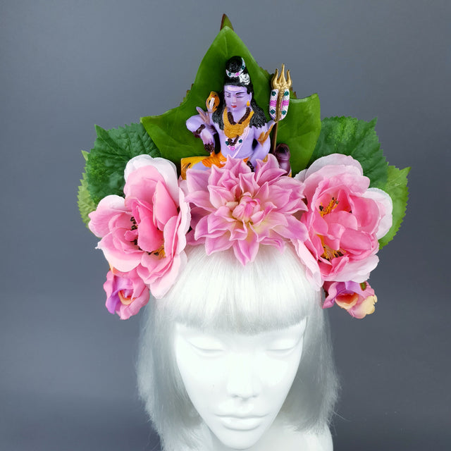 Pink Flower Headdress with Shiva