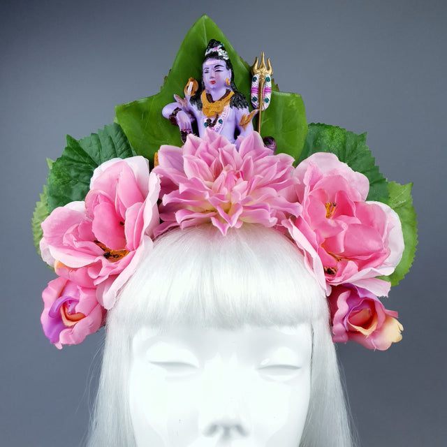 Pink Flower Headdress with Shiva
