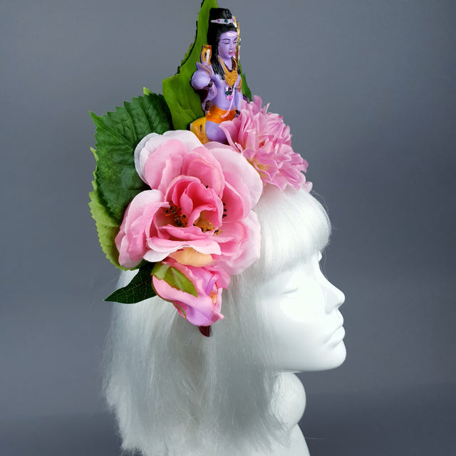 Pink Flower Headdress with Shiva