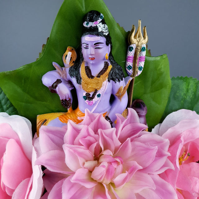 Pink Flower Headdress with Shiva