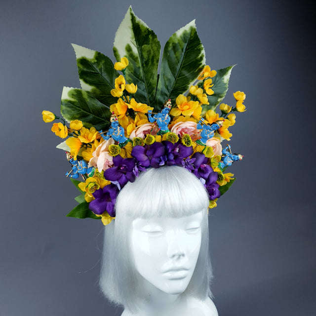 XL Colourful Flower Headdress with 5 Krishnas