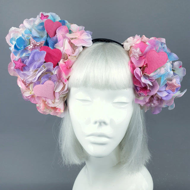 Pink & Blue Hydrangea Flower, Hearts & Stars Headdress 28