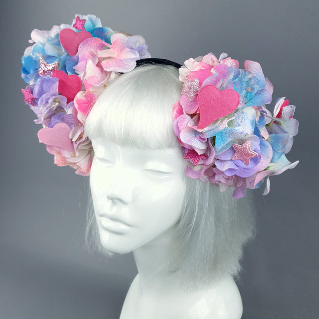 Pink & Blue Hydrangea Flower, Hearts & Stars Headdress 28