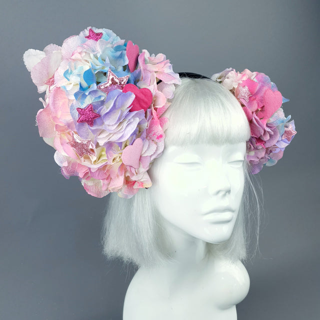 Pink & Blue Hydrangea Flower, Hearts & Stars Headdress 28