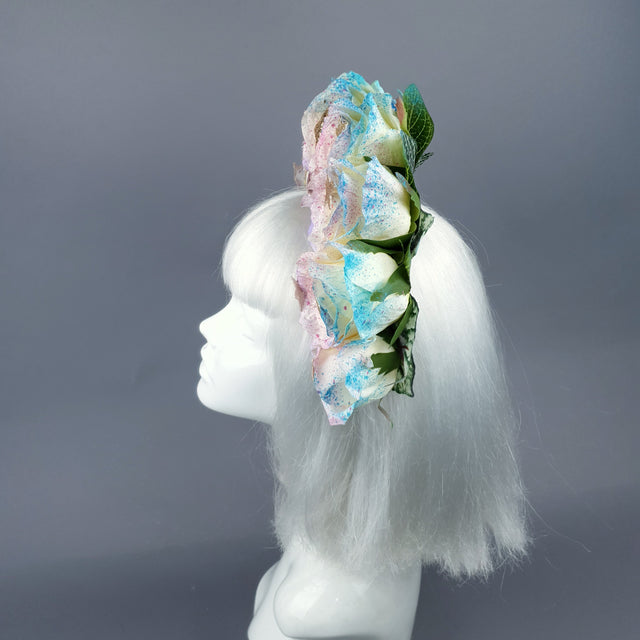 Rainbow Skull Rose Flower Headdress 48