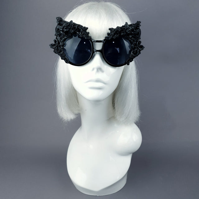 "Selima" Black Filigree Ornate Sunglasses