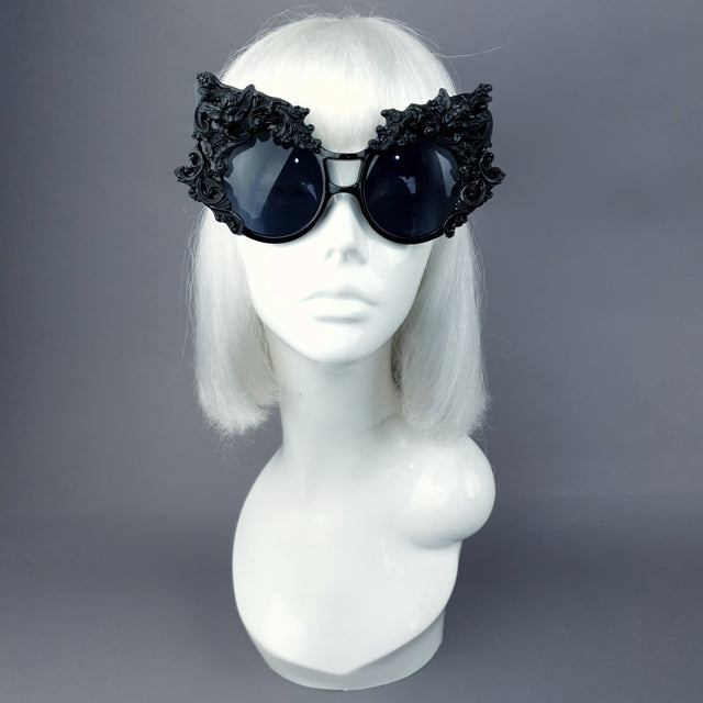 "Selima" Black Filigree Ornate Sunglasses