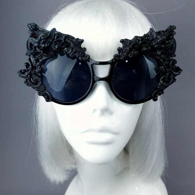 "Selima" Black Filigree Ornate Sunglasses