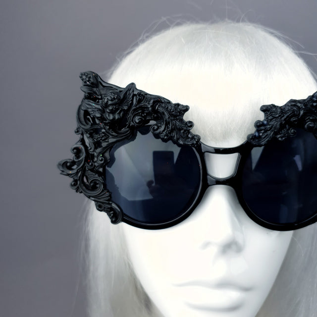 "Selima" Black Filigree Ornate Sunglasses