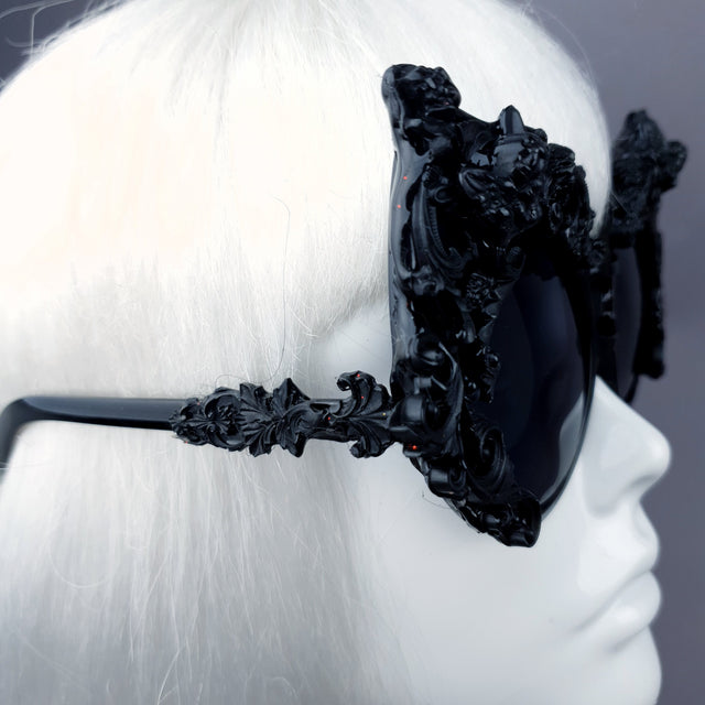 "Selima" Black Filigree Ornate Sunglasses