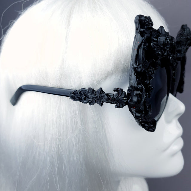 "Selima" Black Filigree Ornate Sunglasses