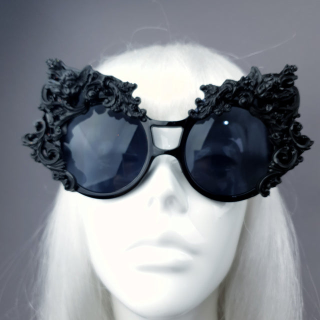 "Selima" Black Filigree Ornate Sunglasses
