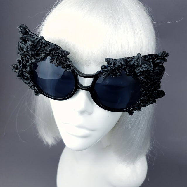 "Selima" Black Filigree Ornate Sunglasses