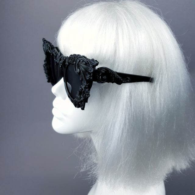 "Dabria" Black Filigree Ornate Sunglasses