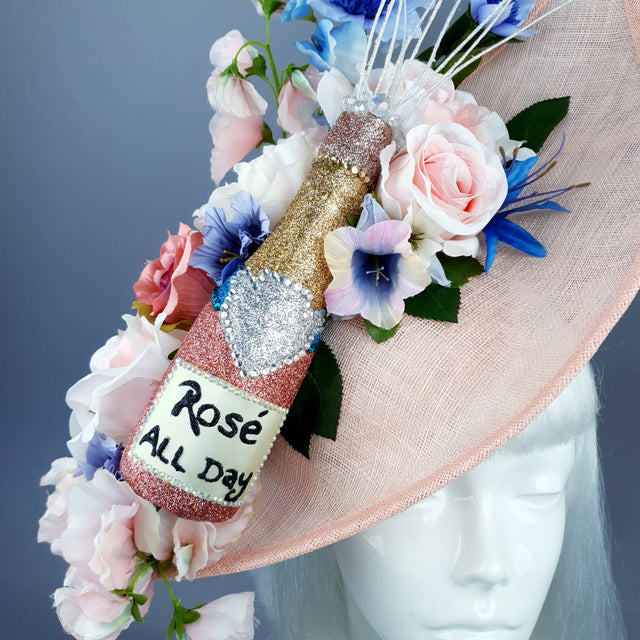 "Pop!" Pink Champagne Bottle Glitter Hat