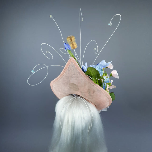 "Pop!" Pink Champagne Bottle Glitter Hat