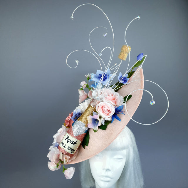 "Pop!" Pink Champagne Bottle Glitter Hat