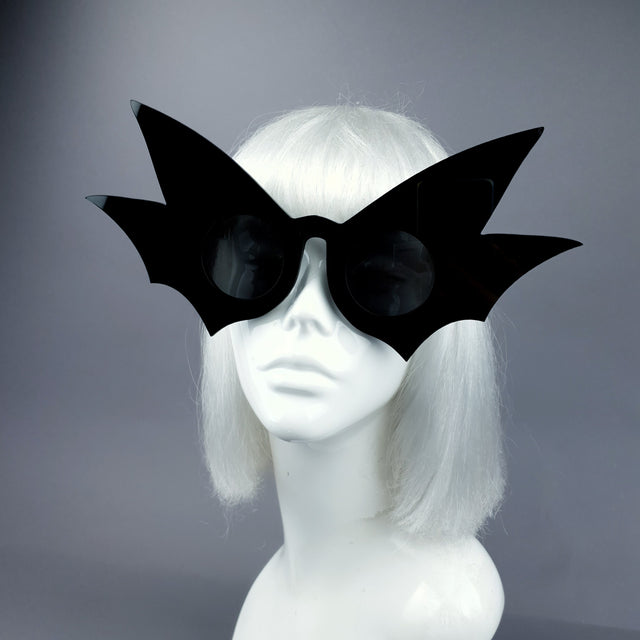 "Nerezza" Oversized Black Bat Wing Sunglasses