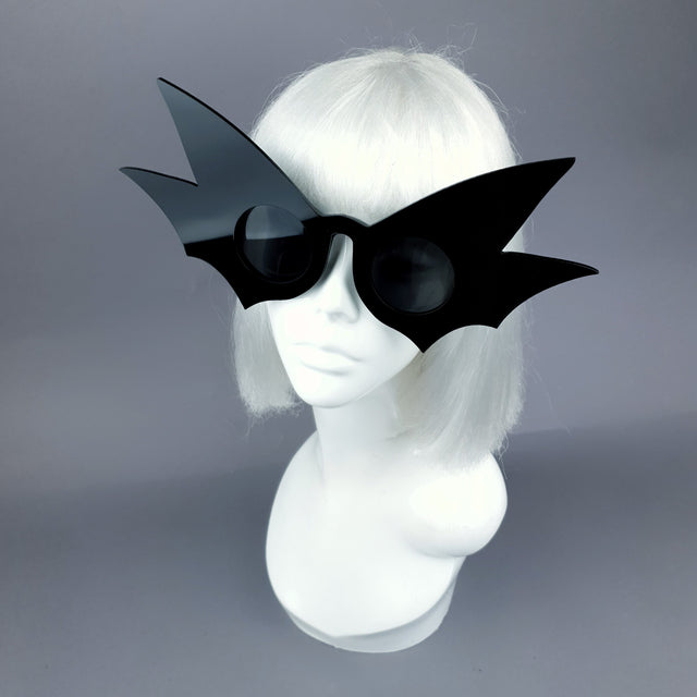 "Nerezza" Oversized Black Bat Wing Sunglasses