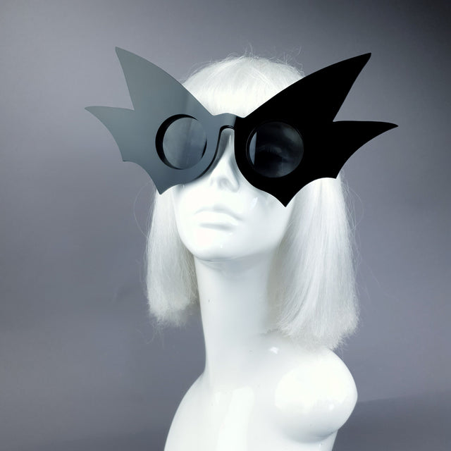 "Nerezza" Oversized Black Bat Wing Sunglasses
