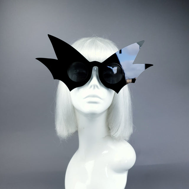 "Nerezza" Oversized Black Bat Wing Sunglasses