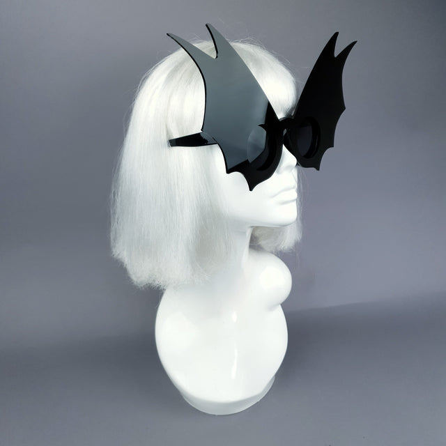 "Morana" Oversized Black Bat Wing Sunglasses