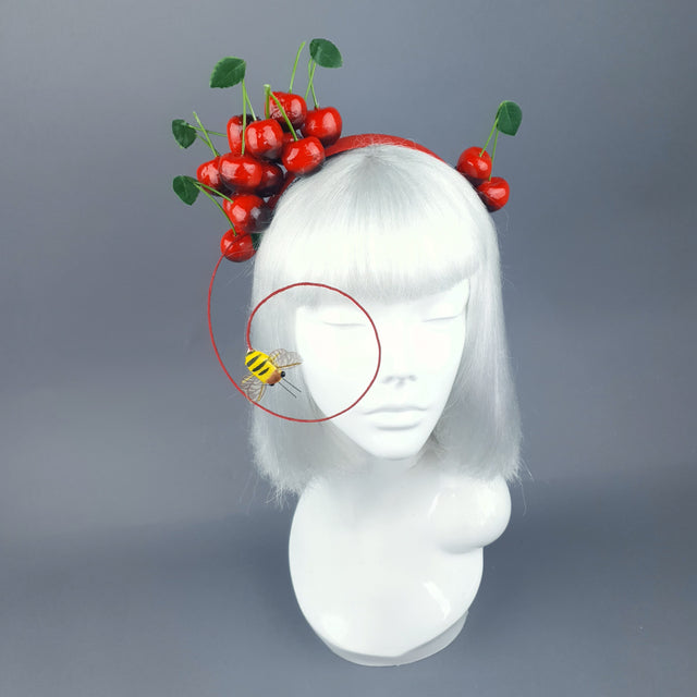 "Cirera" Red Cherry & Bee Headpiece