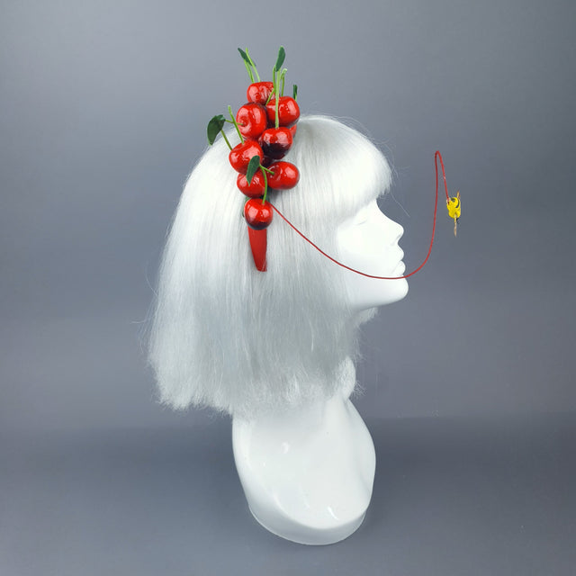 "Cirera" Red Cherry & Bee Headpiece