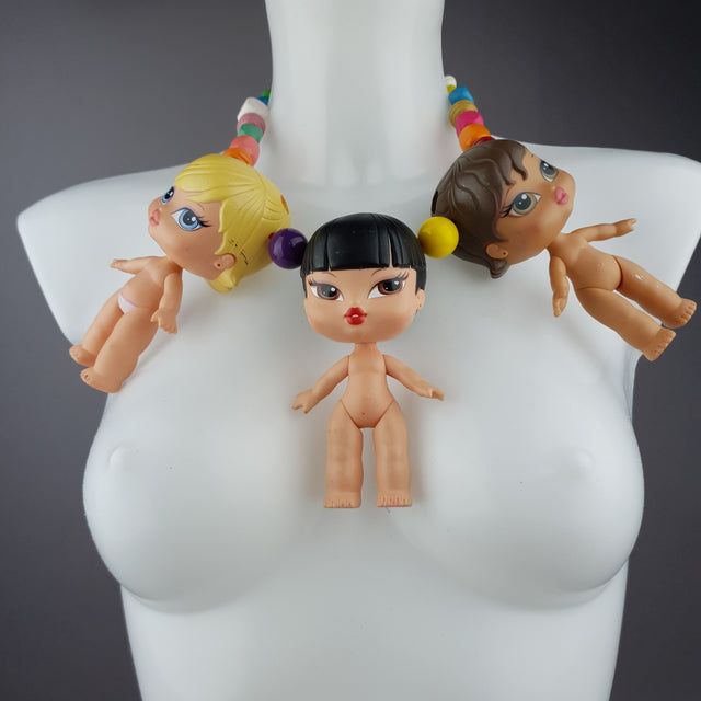 "Amica" Colourful Dollies Head Statement Necklace