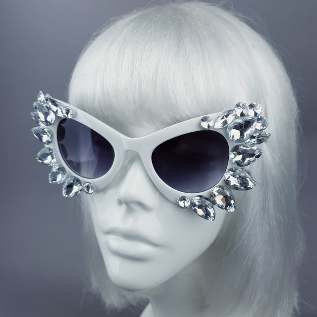 Clear Gem White Sunglasses
