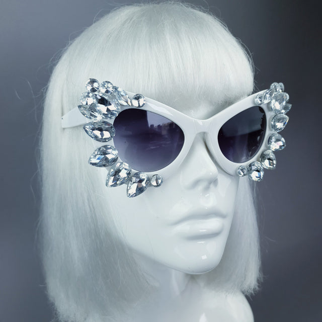 Clear Gem White Sunglasses