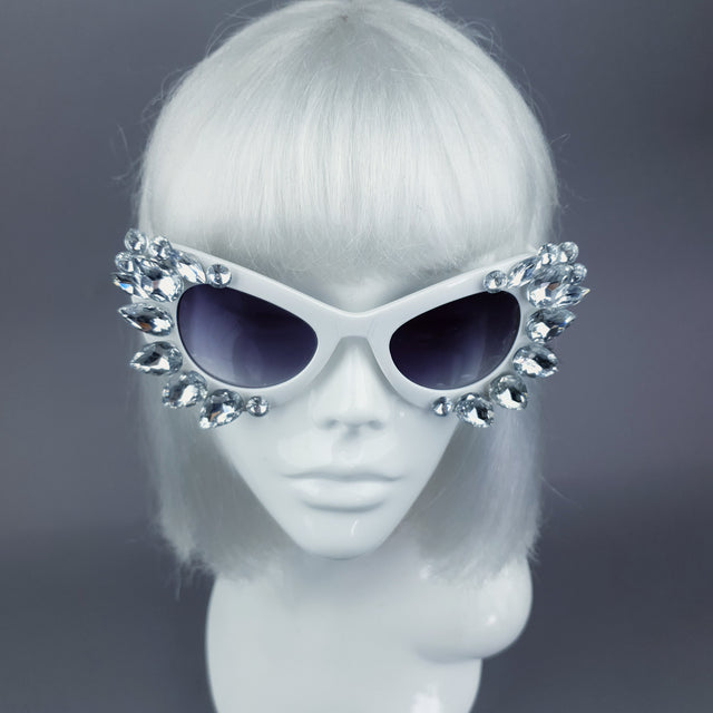 Clear Gem White Sunglasses