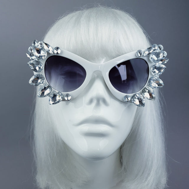 Clear Gem White Sunglasses