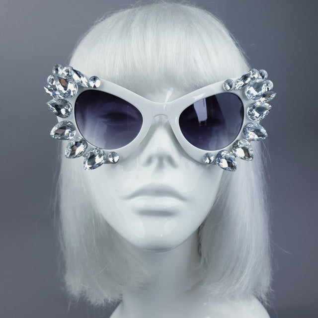 Clear Gem White Sunglasses