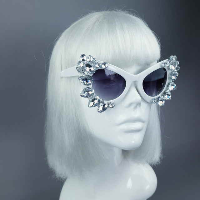 Clear Gem White Sunglasses