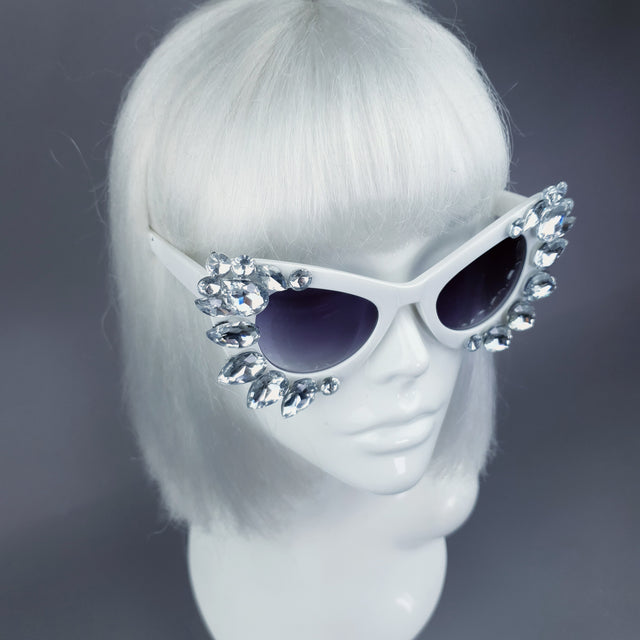 Clear Gem White Sunglasses
