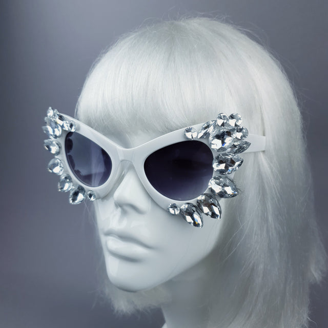 Clear Gem White Sunglasses