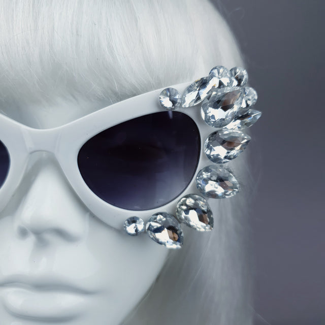 Clear Gem White Sunglasses