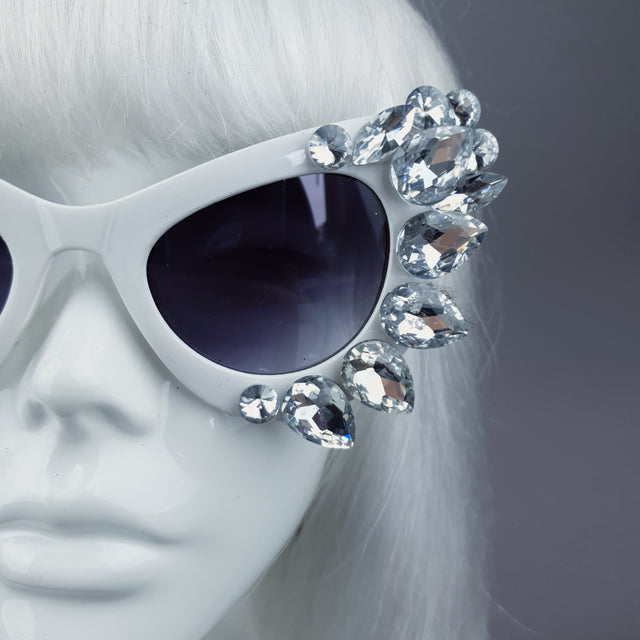 Clear Gem White Sunglasses